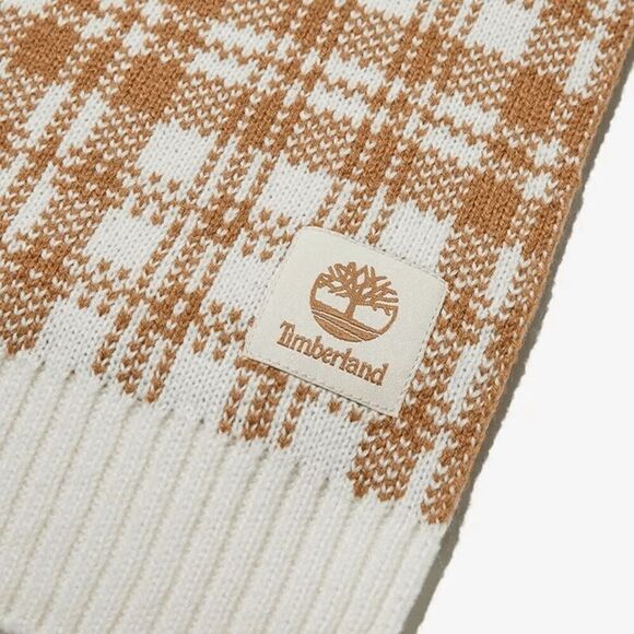 Timberland Scarf Buffalo Plaid Tan Cream Winter Fall Unisex 10x68" - Picture 5 of 7